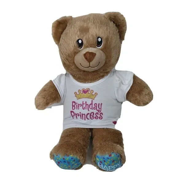 Build A Bear Workshop Brown Teddy Bear Plush Toy with Shirt Sings Happy Birthday - Picture 2 of 10